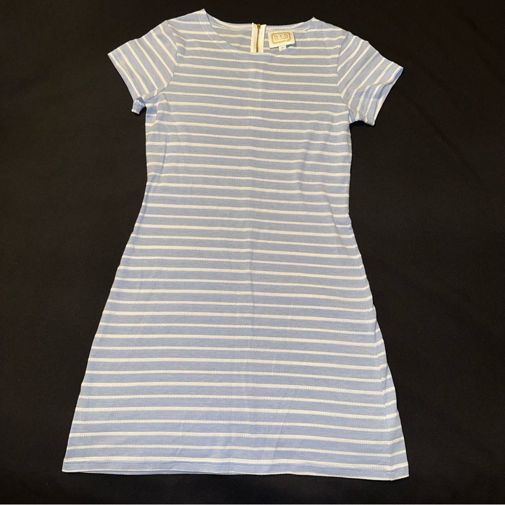 Sail to Sable Blue and White Striped‎ Dress medium